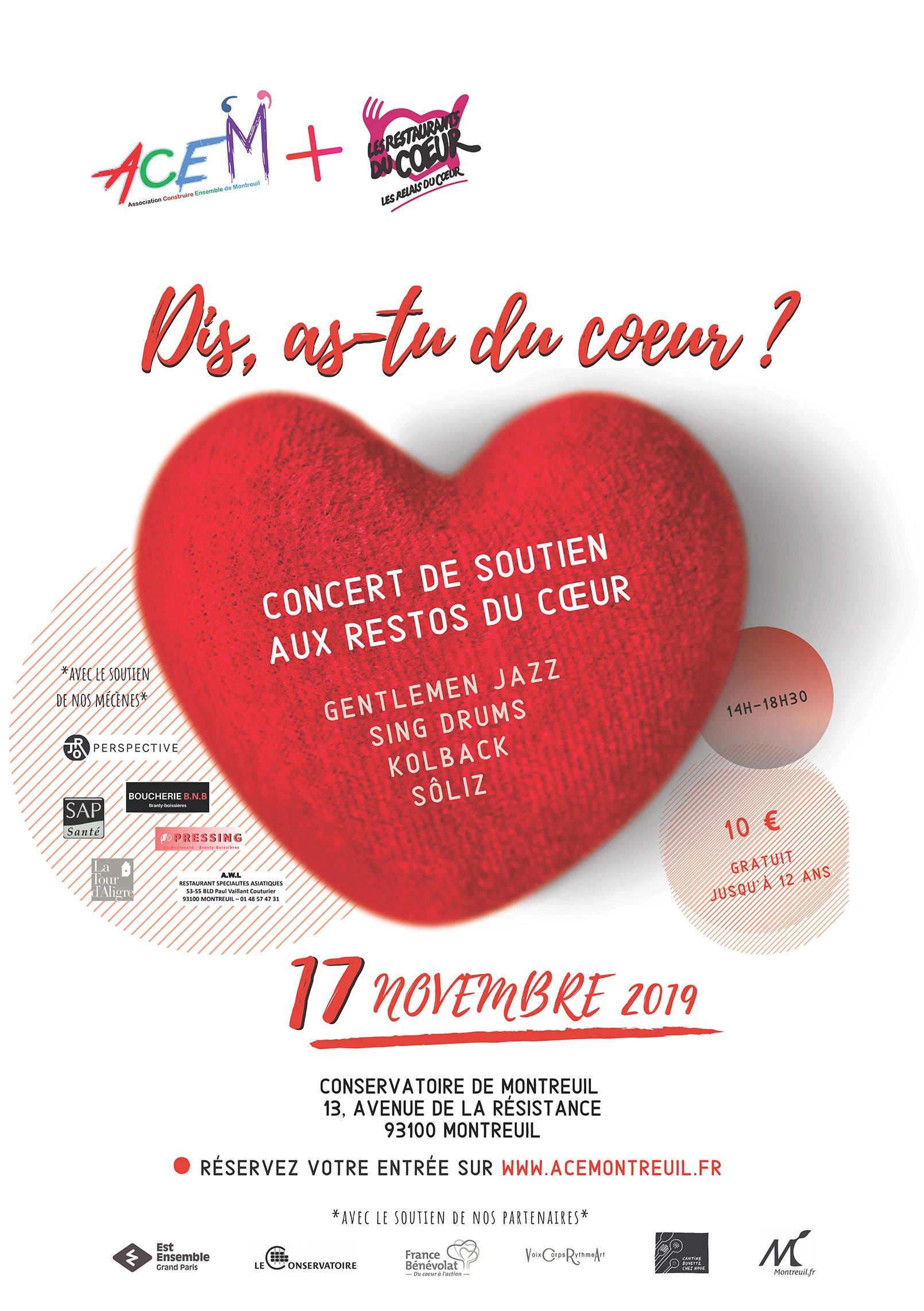 Affiche concert de soutien aux Restos du COeur